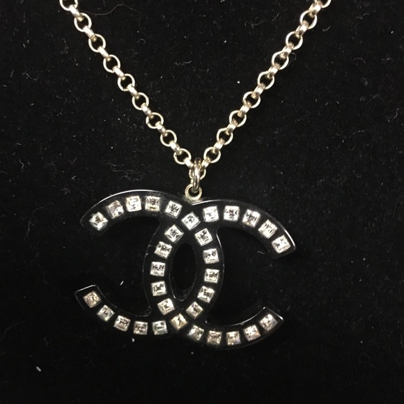 CHANEL Pendant with SILVER hardware and crystals